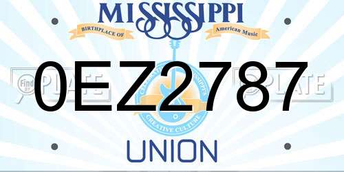 0EZ2787 Mississippi License Plate