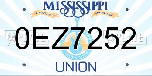 0EZ7252 Mississippi License Plate