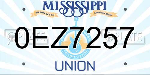 0EZ7257 Mississippi License Plate