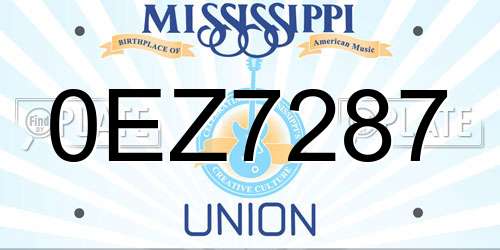 0EZ7287 Mississippi License Plate