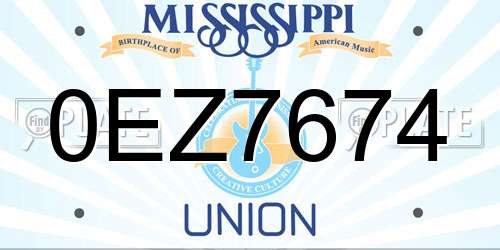 0EZ7674 Mississippi License Plate