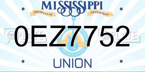 0EZ7752 Mississippi License Plate