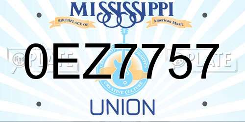 0EZ7757 Mississippi License Plate