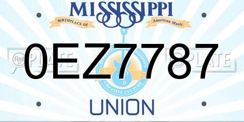 0EZ7787 Mississippi License Plate