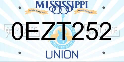 0EZT252 Mississippi License Plate