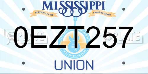 0EZT257 Mississippi License Plate