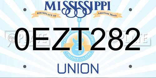 0EZT282 Mississippi License Plate