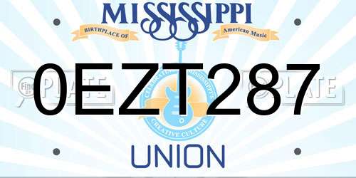 0EZT287 Mississippi License Plate