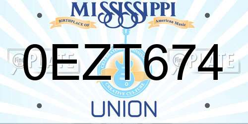 0EZT674 Mississippi License Plate