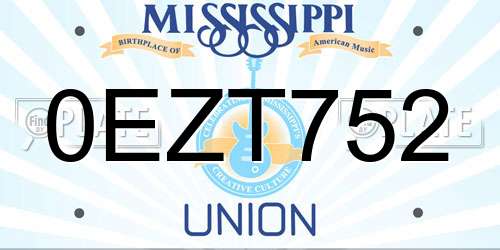 0EZT752 Mississippi License Plate