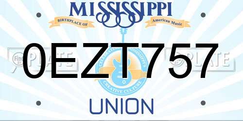 0EZT757 Mississippi License Plate