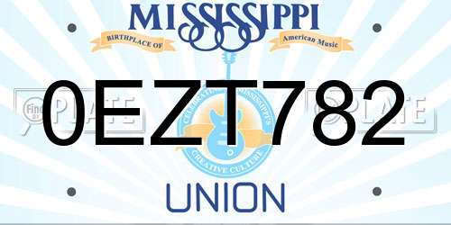 0EZT782 Mississippi License Plate