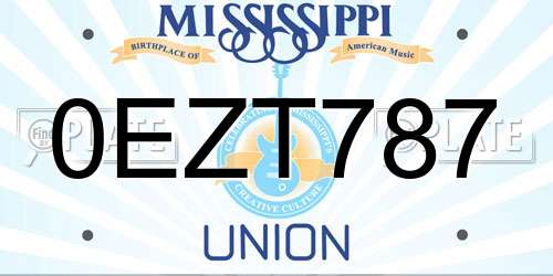 0EZT787 Mississippi License Plate