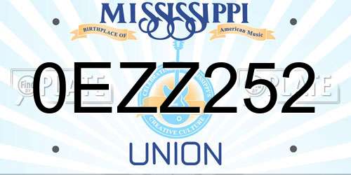 0EZZ252 Mississippi License Plate