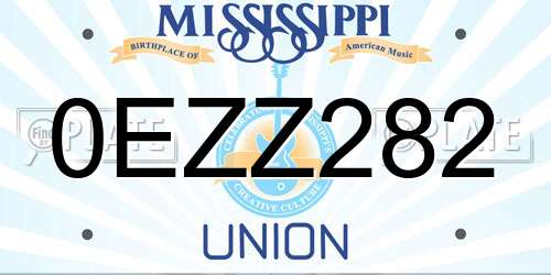 0EZZ282 Mississippi License Plate
