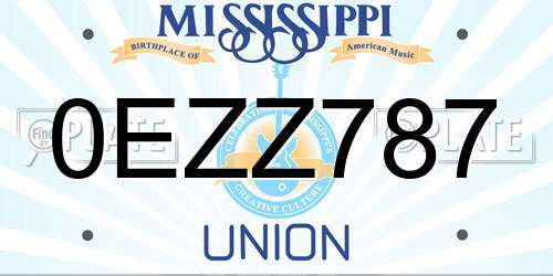 0EZZ787 Mississippi License Plate