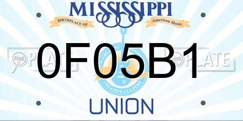 0F05B1 Mississippi License Plate