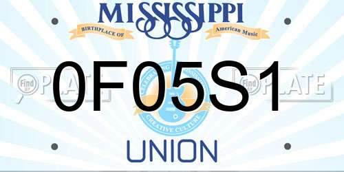 0F05S1 Mississippi License Plate