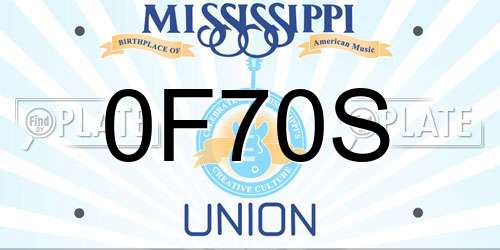 0F70S Mississippi License Plate