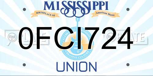 0FCI724 Mississippi License Plate