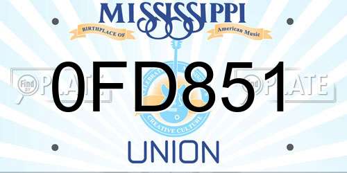 0FD851 Mississippi License Plate
