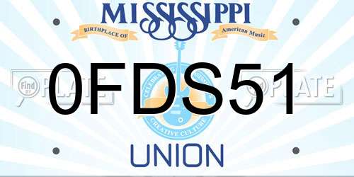 0FDS51 Mississippi License Plate