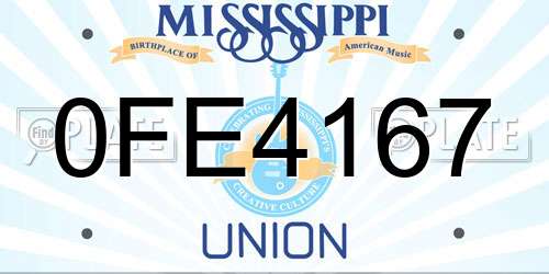 0FE4167 Mississippi License Plate
