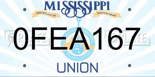 0FEA167 Mississippi License Plate