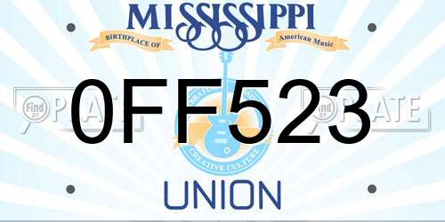 0FF523 Mississippi License Plate