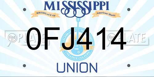 0FJ414 Mississippi License Plate