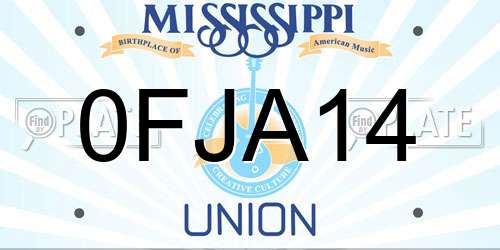 0FJA14 Mississippi License Plate