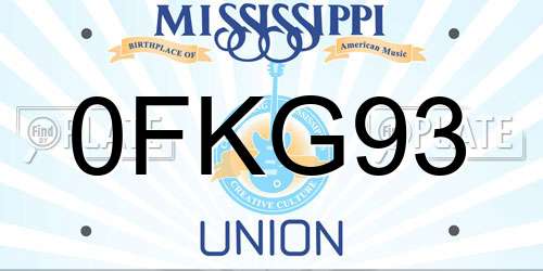 0FKG93 Mississippi License Plate