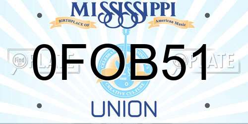 0FOB51 Mississippi License Plate
