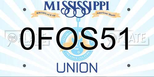 0FOS51 Mississippi License Plate