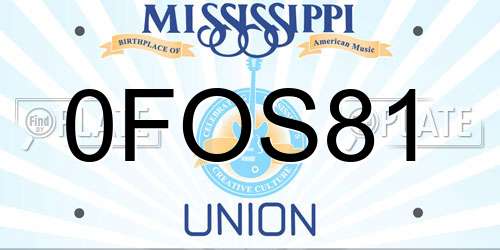 0FOS81 Mississippi License Plate