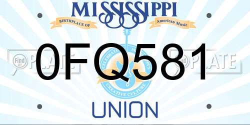 0FQ581 Mississippi License Plate