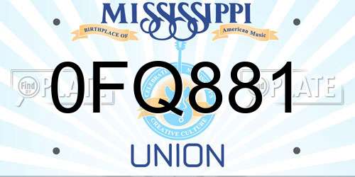 0FQ881 Mississippi License Plate