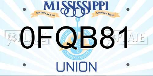 0FQB81 Mississippi License Plate