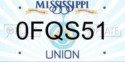 0FQS51 Mississippi License Plate