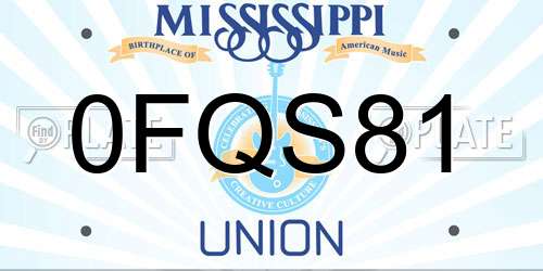 0FQS81 Mississippi License Plate