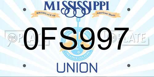 0FS997 Mississippi License Plate