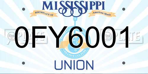 0FY6001 Mississippi License Plate