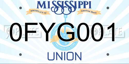0FYG001 Mississippi License Plate