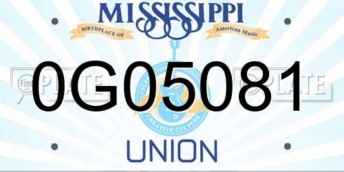 0G05081 Mississippi License Plate