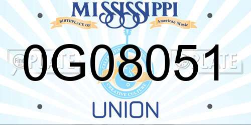 0G08051 Mississippi License Plate