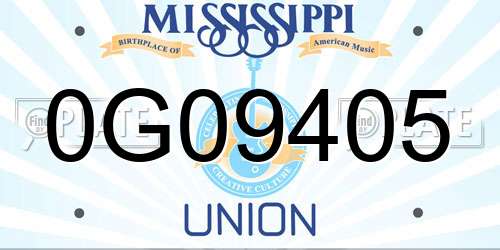 0G09405 Mississippi License Plate