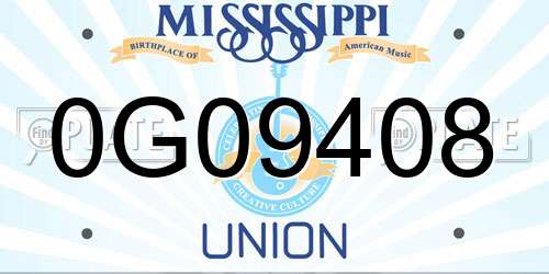 0G09408 Mississippi License Plate