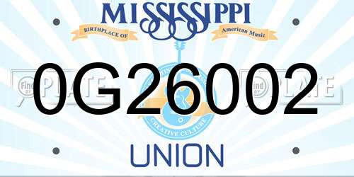 0G26002 Mississippi License Plate