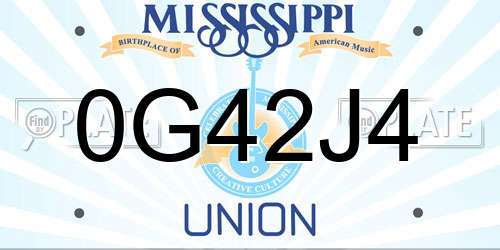 0G42J4 Mississippi License Plate