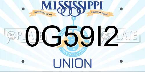 0G59I2 Mississippi License Plate